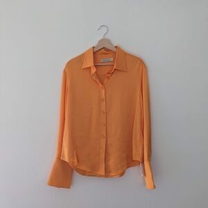 Orange Button-Up Women's Top